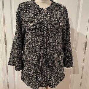 NWT Zara tweed oversized boucle jacket blazer black gray white